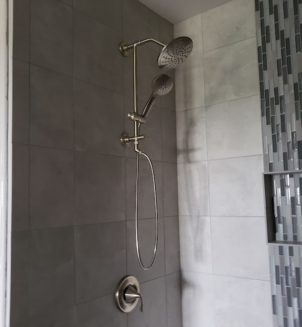 Custom tile shower surround installation